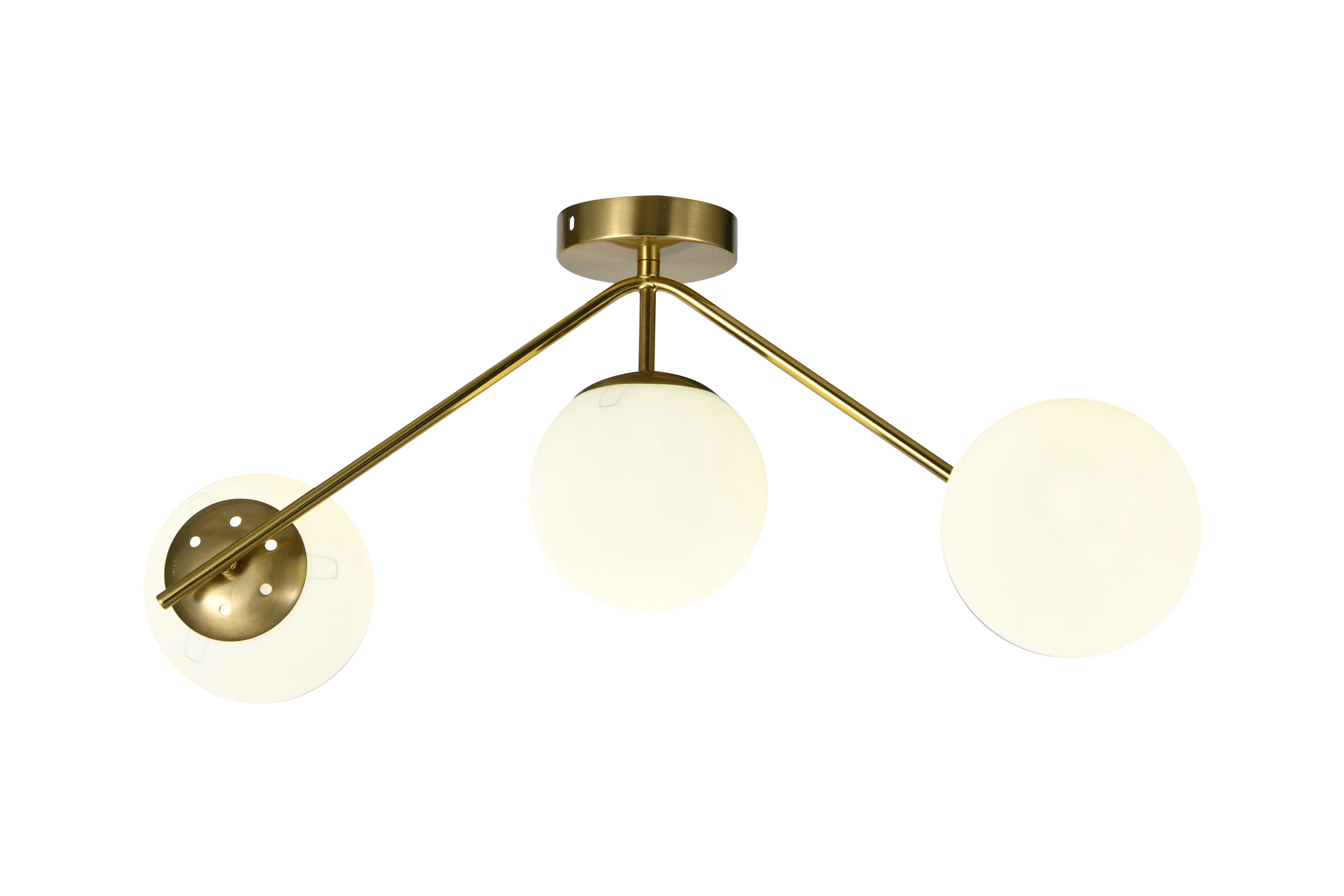 Lustra Globuri Albe 3xE27 65cm Auriu