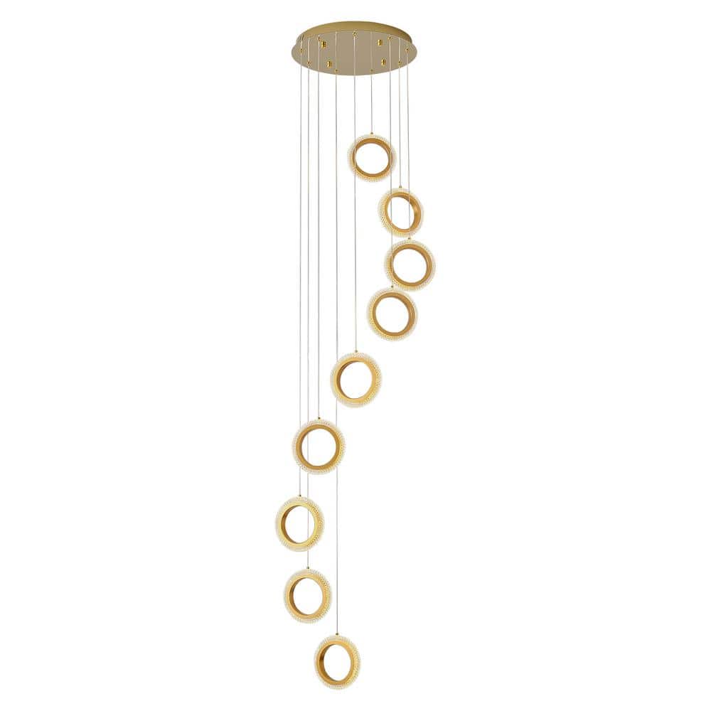 Pendul LED Diametru 40cm 140W cu Telecomanda Trinity 3 Tipuri de Lumini Auriu