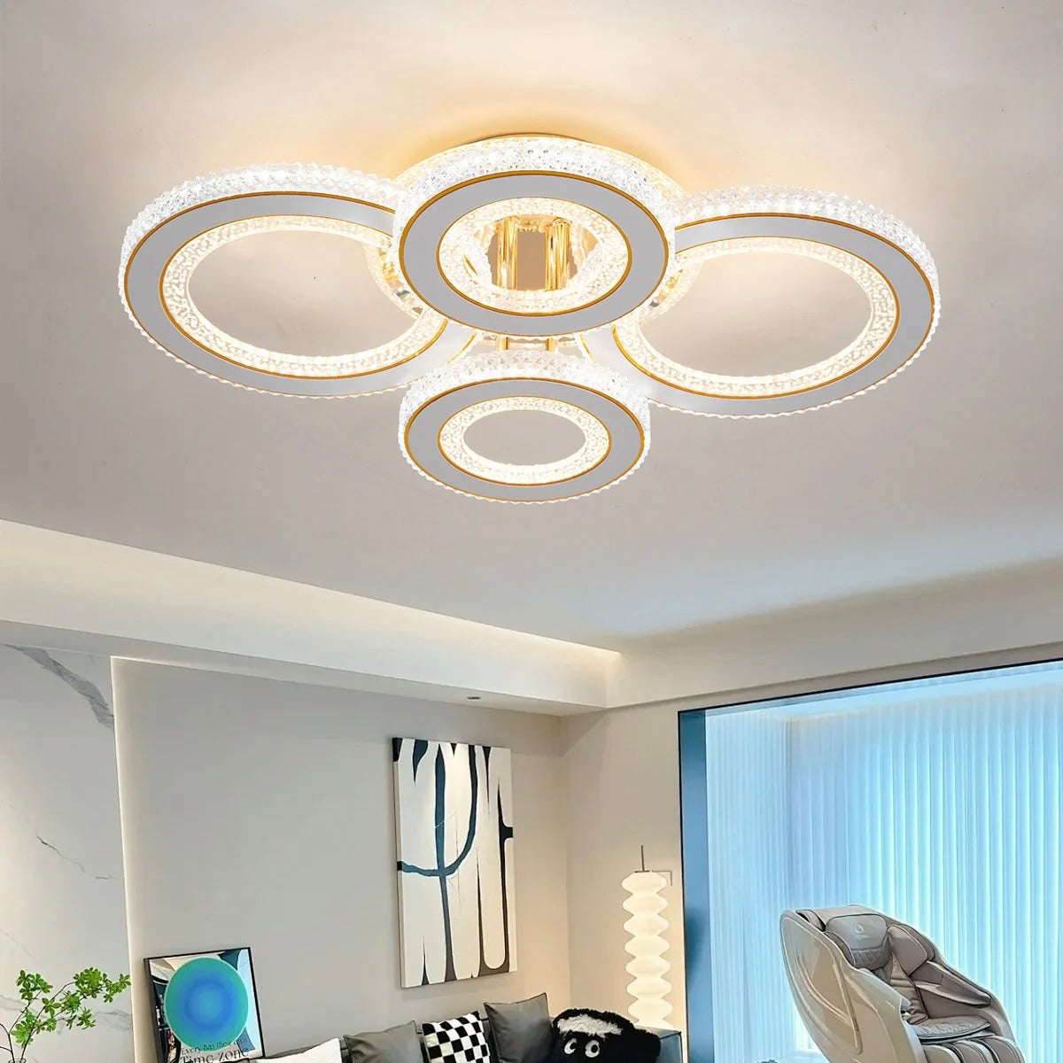 Lustra LED 186W Imperial RGB cu Telecomanda 3 Tipuri de Lumini Auriu + Alb
