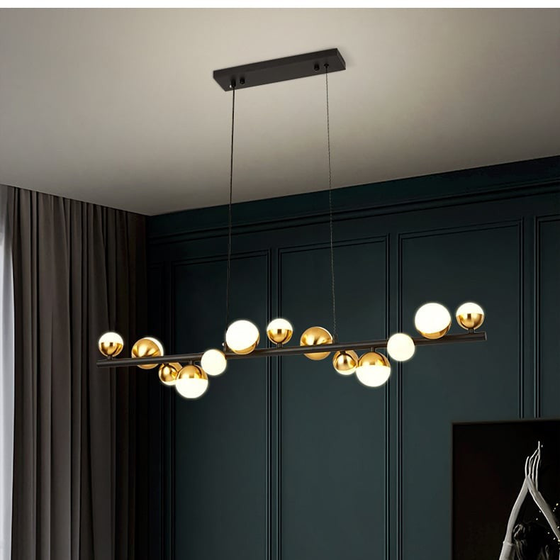 Lustra LED Globuri cu 3 Lumini Auriu+Negru