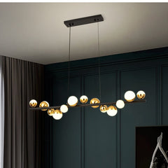 Lustra LED Globuri cu 3 Lumini Auriu+Negru