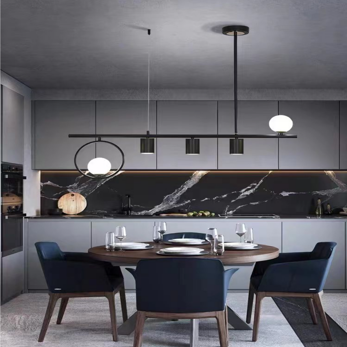 Pendul LED+BEC 120cm Urban Lumina Neutra Negru