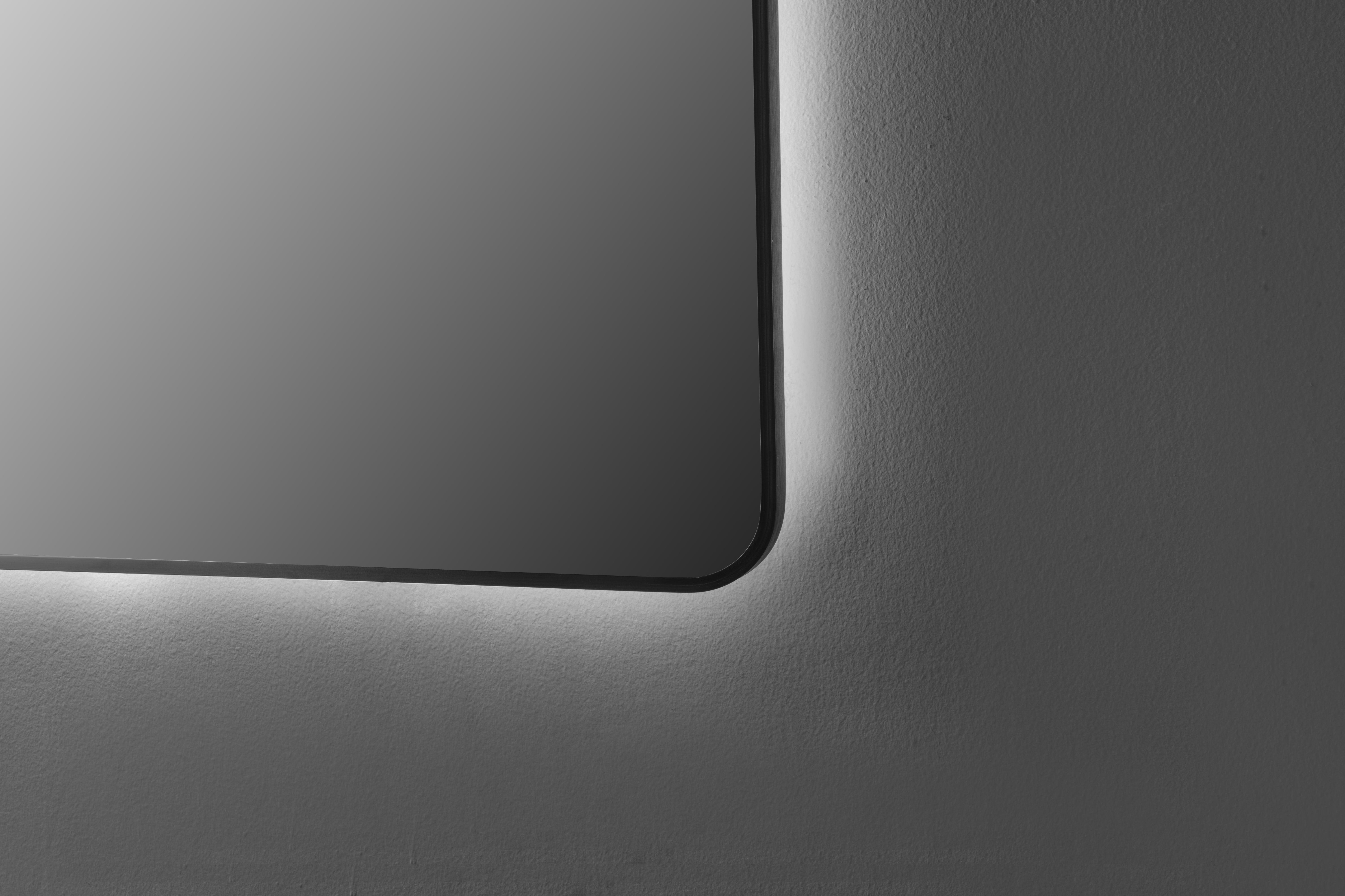 Oglinda LED Premium 80x80cm Rama Neagra Touch 3 Culori Luminoase