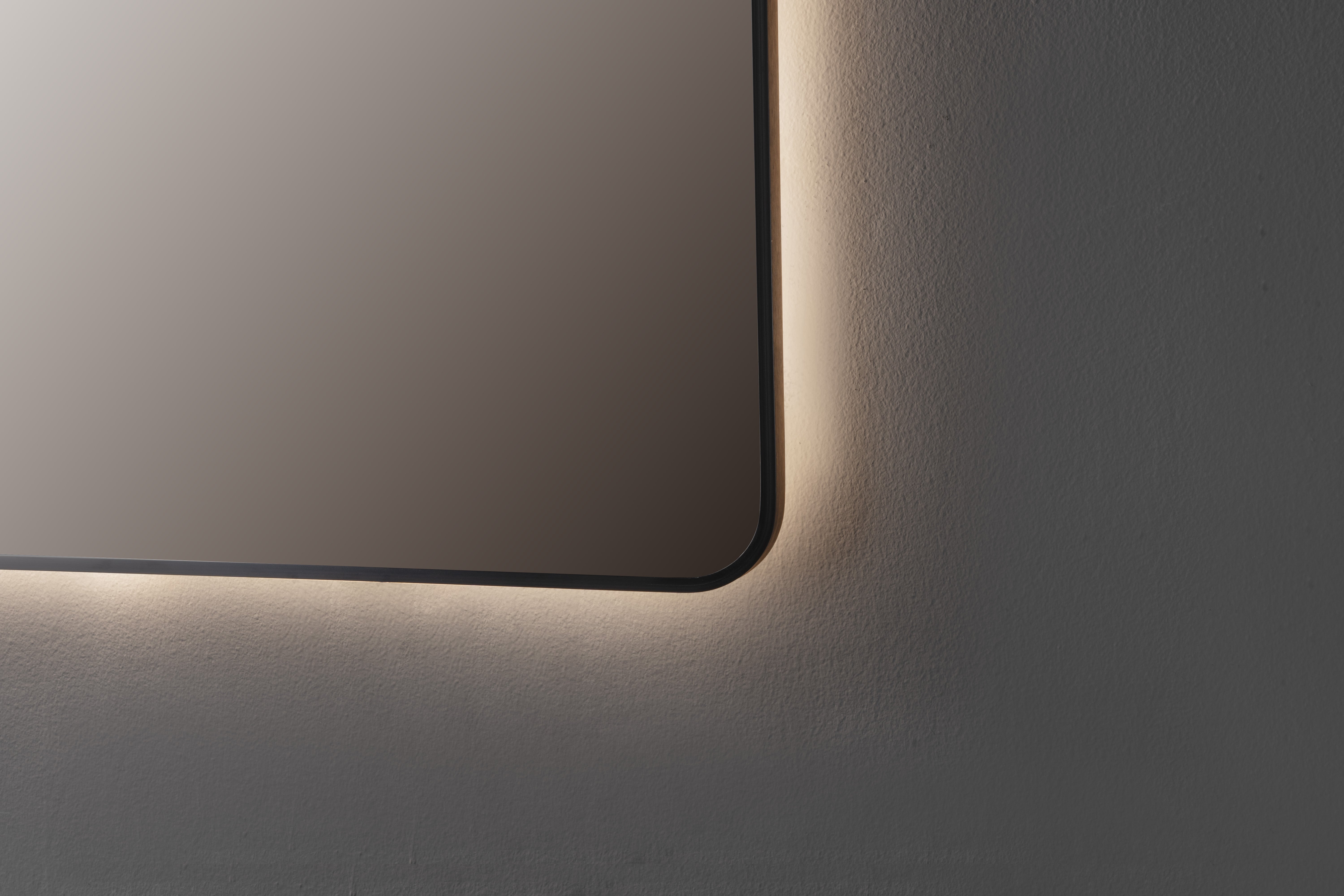 Oglinda LED Premium 80x80cm Rama Neagra Touch 3 Culori Luminoase