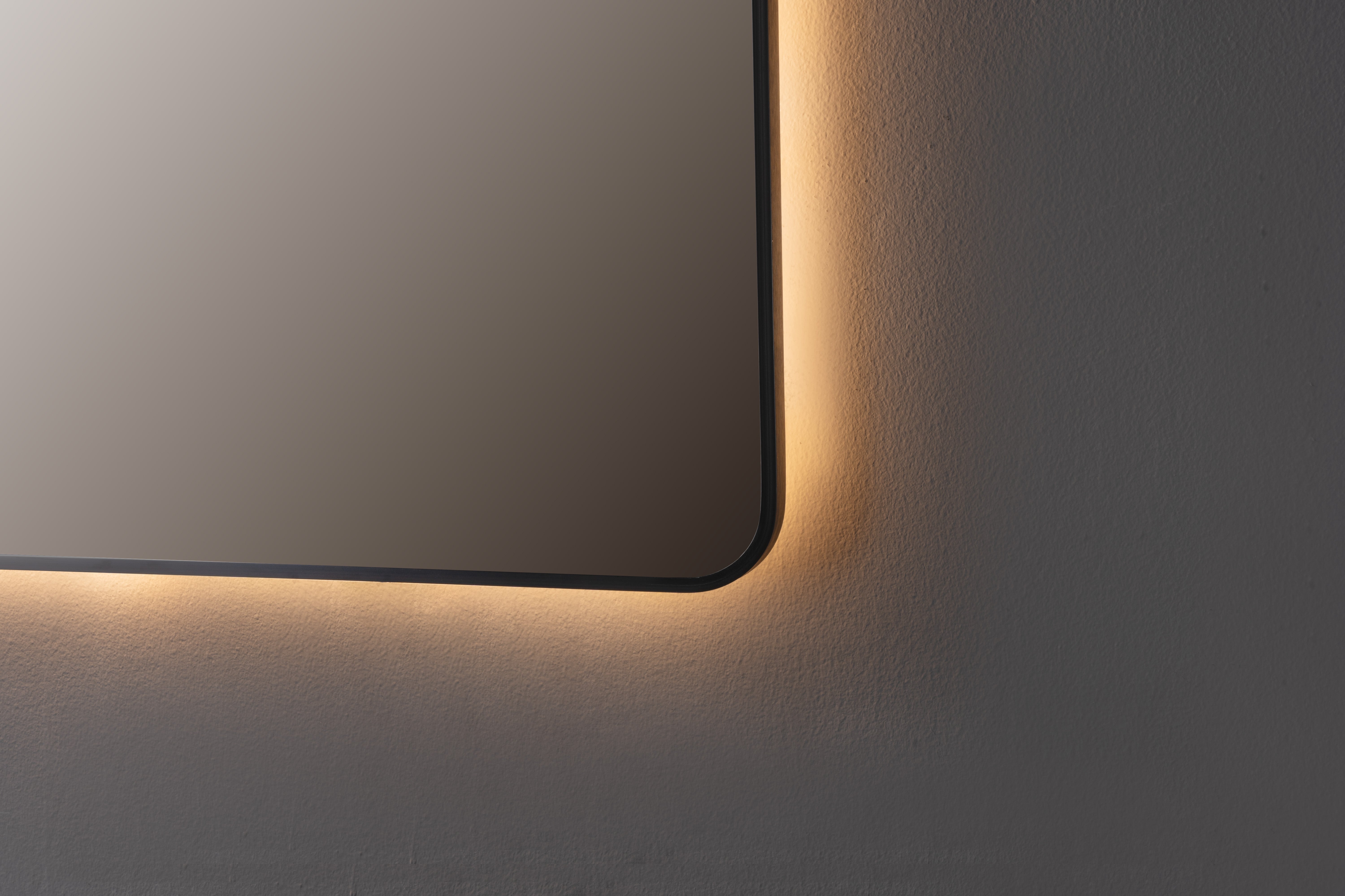 Oglinda LED Premium 80x80cm Rama Neagra Touch 3 Culori Luminoase