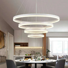 Pendul LED Diametru 80+60+40+20cm 220W cu Telecomanda Raven 3 Tipuri de Lumini Alb