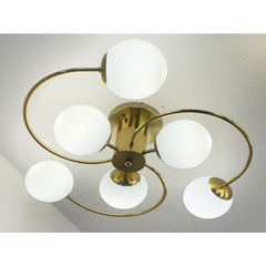 Pendul Jolie 6xG9 45cm Auriu Globuri Alb Mat
