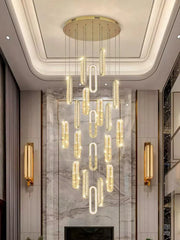 Candelabru LED 9 Pendule Reglabile 211W Cristal cu Telecomanda Diane 3 Tipuri de Lumini Auriu