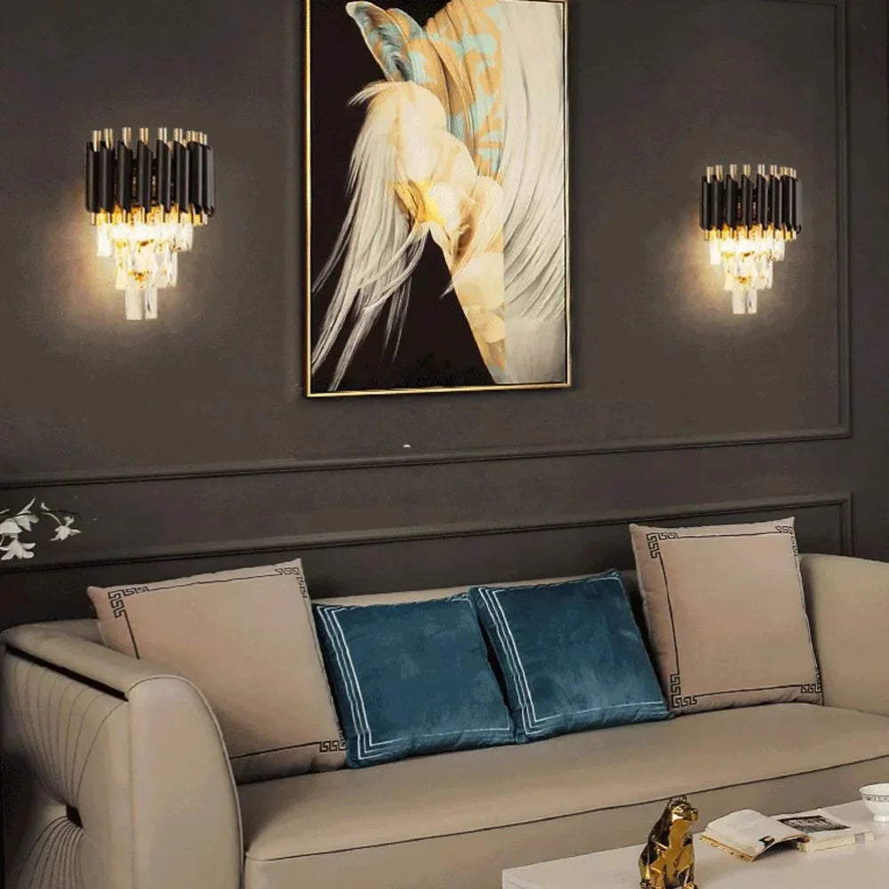 Aplica Cristal Kimberly 2xE27 Negru + Auriu