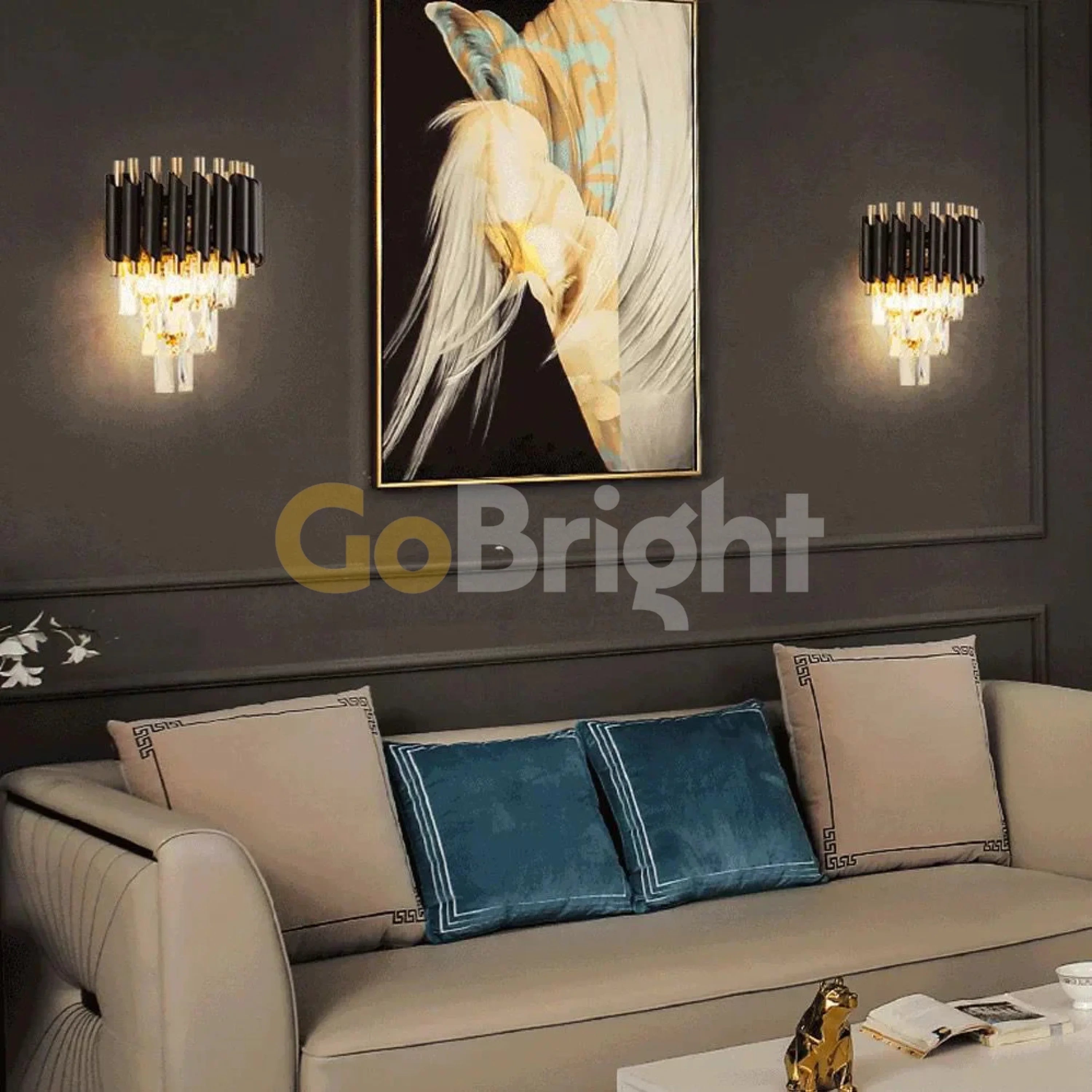 Aplica Cristal Kimberly 2xE27 Negru + Auriu