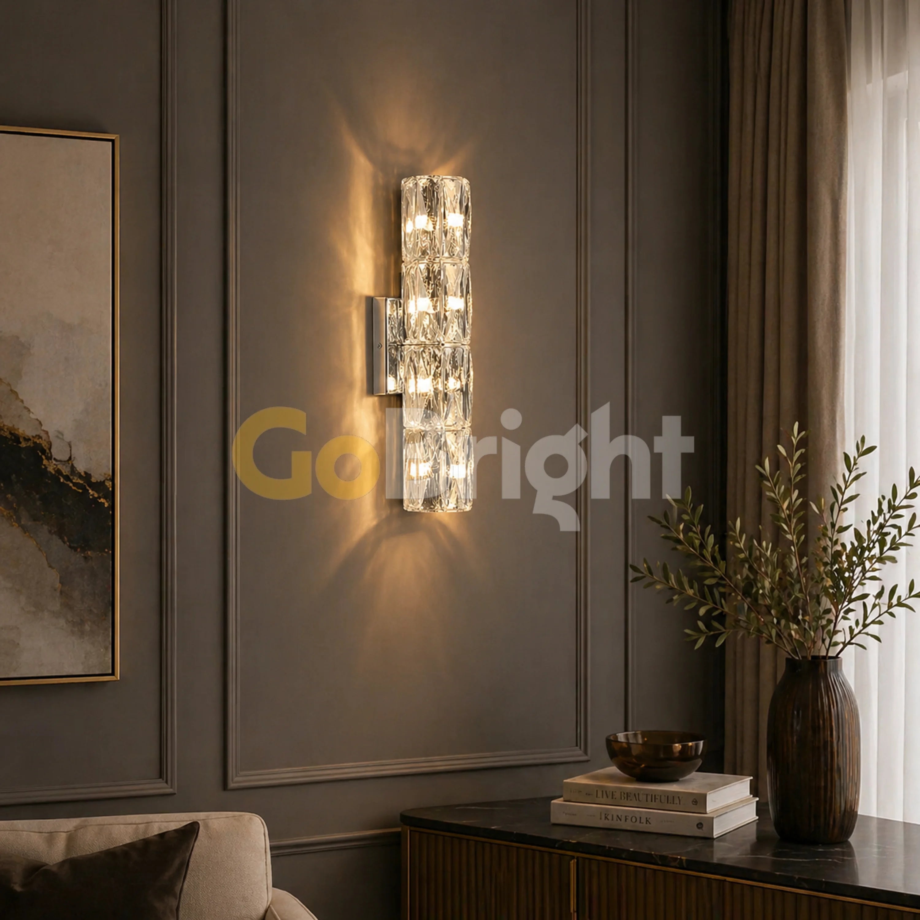 Aplica Crystal LED 40cm 3 Tipuri de Lumini 40W Argintiu
