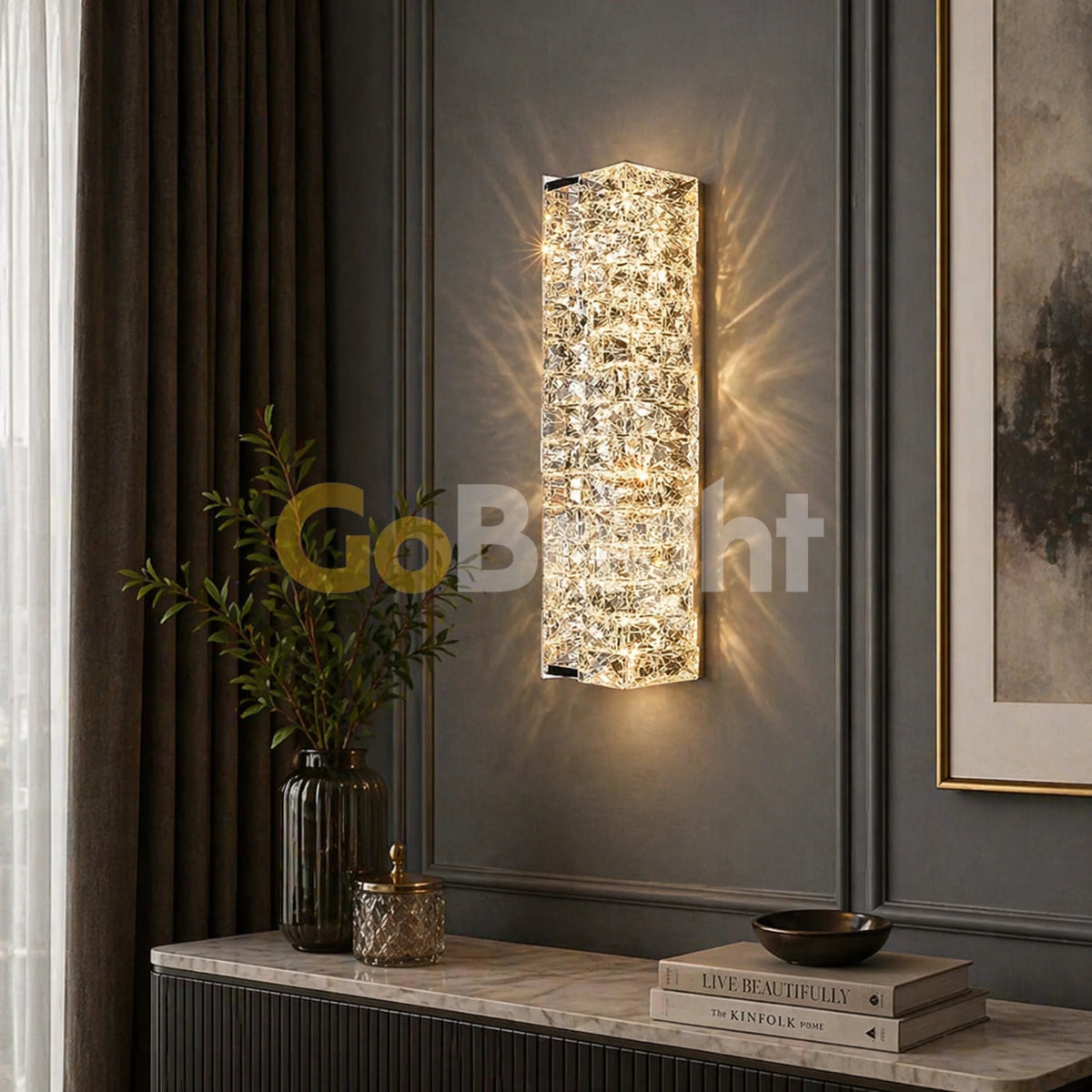 Aplica Crystal LED 46cm 3 Tipuri de Lumini 40W Argintiu