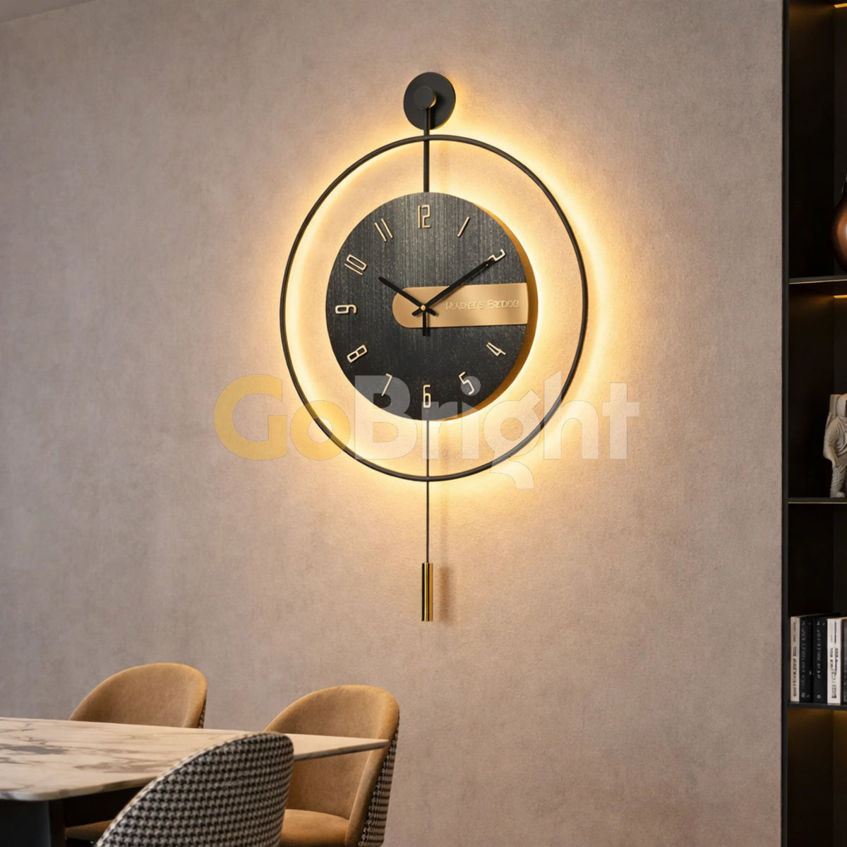 Aplica LED cu Ceas Viena 50cm Negru