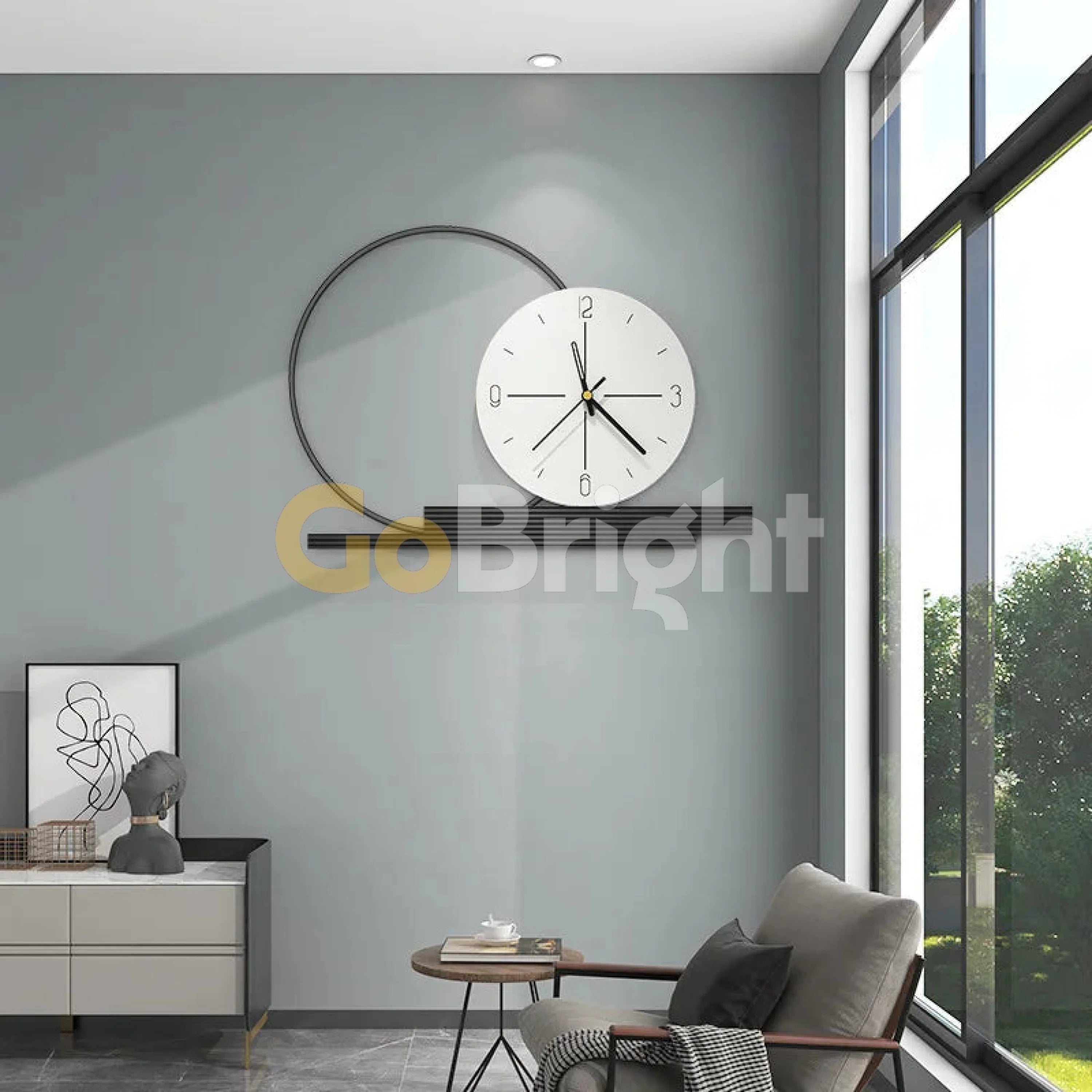 Aplica LED cu Ceas Viena 50cm Negru + Alb