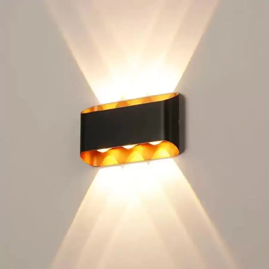 Aplica LED Exterior Cube Lumina Calda 3000K 6W Negru+Auriu