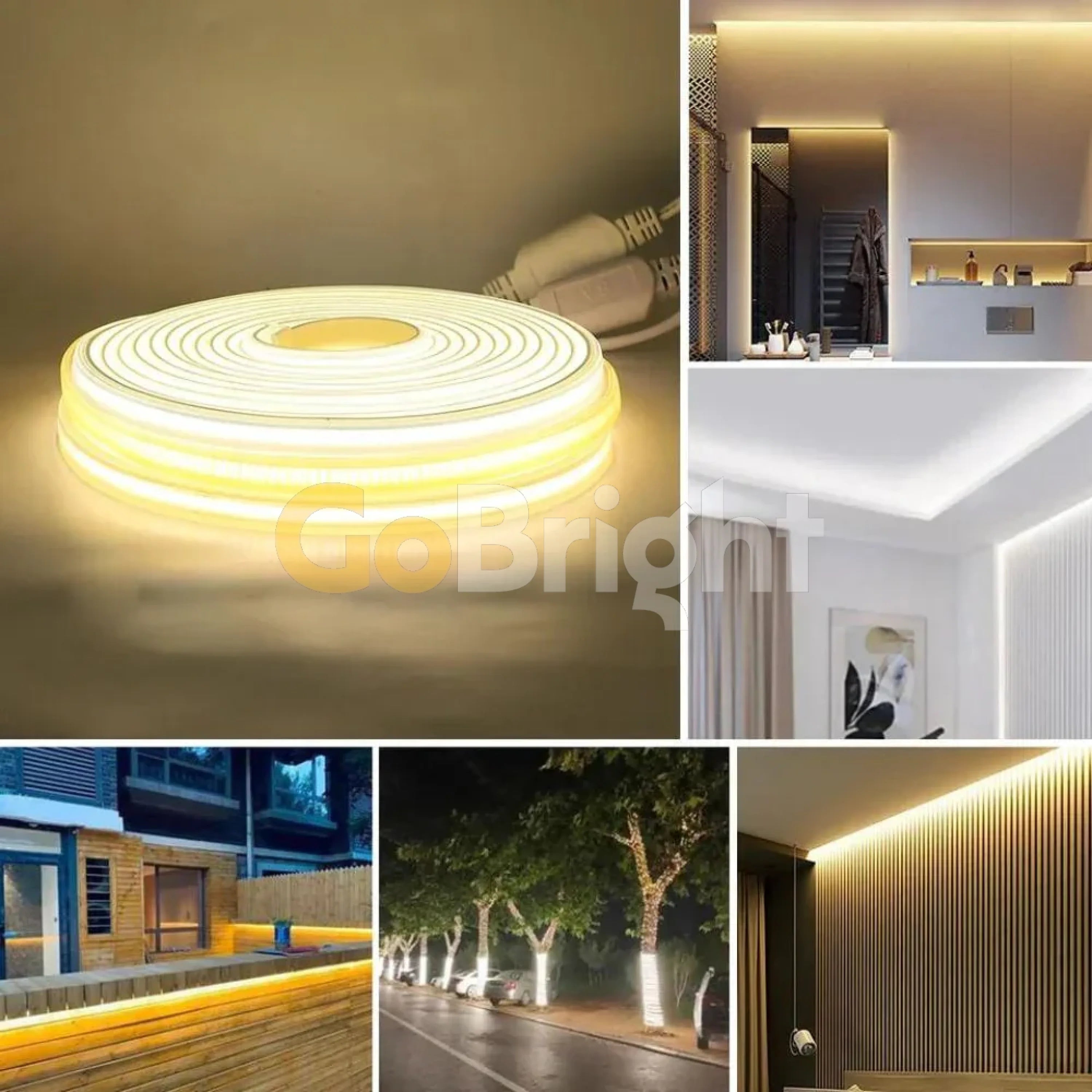 Banda LED COB 220V IP65 Lumina Rece 8W/m 100m/rola Alimentator Inclus