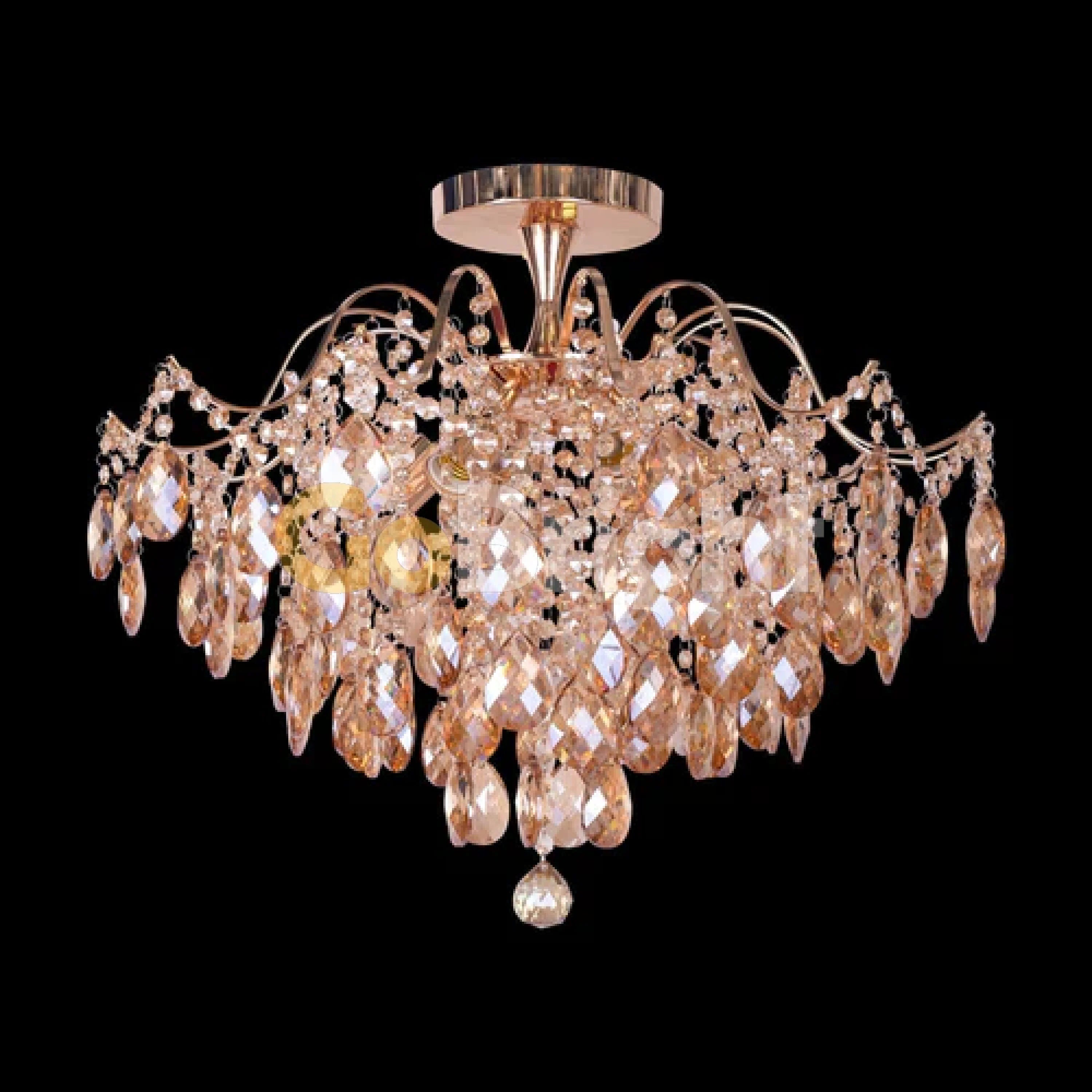 Candelabru Cristal Clover 6xE27 Diametru 60cm Auriu