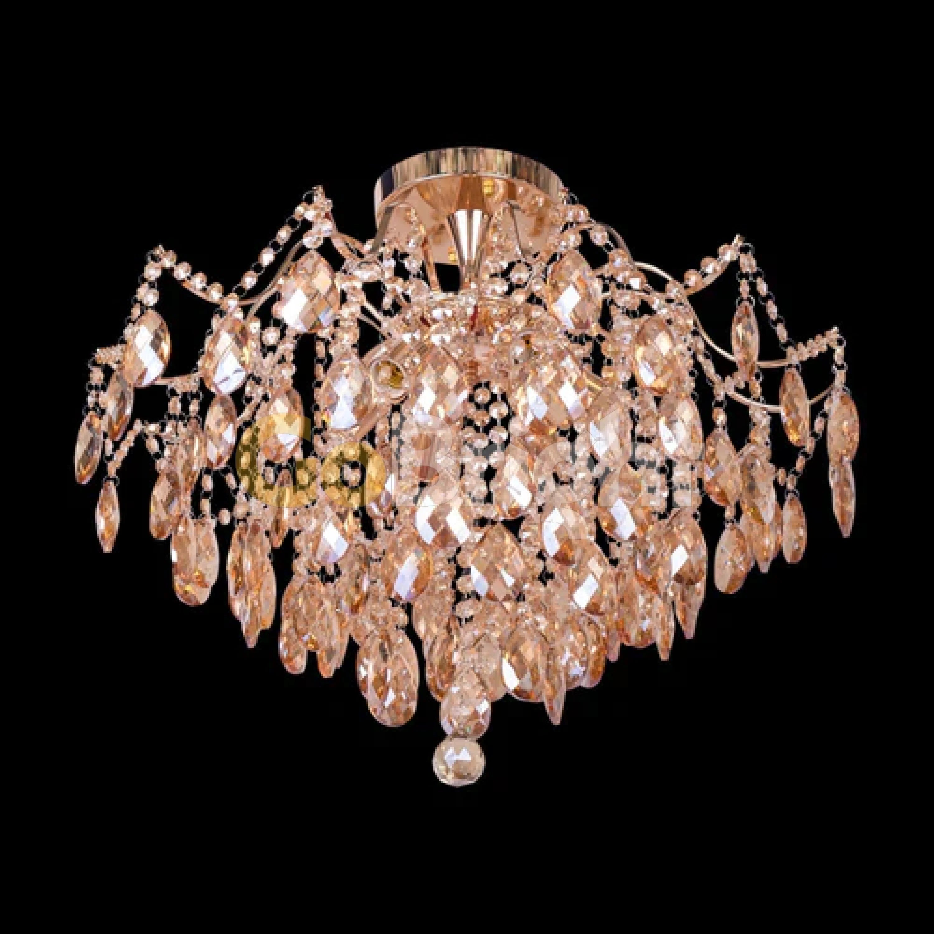 Candelabru Cristal Clover 6xE27 Diametru 60cm Auriu