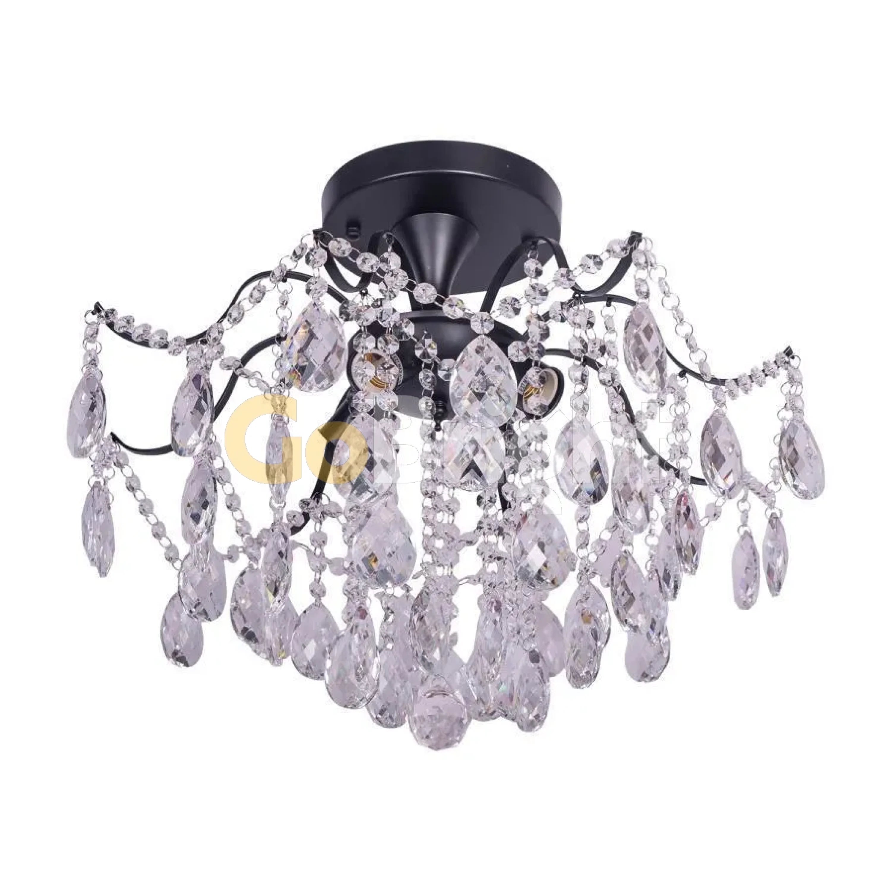 Candelabru Cristal Clover 6xE27 Diametru 60cm Negru