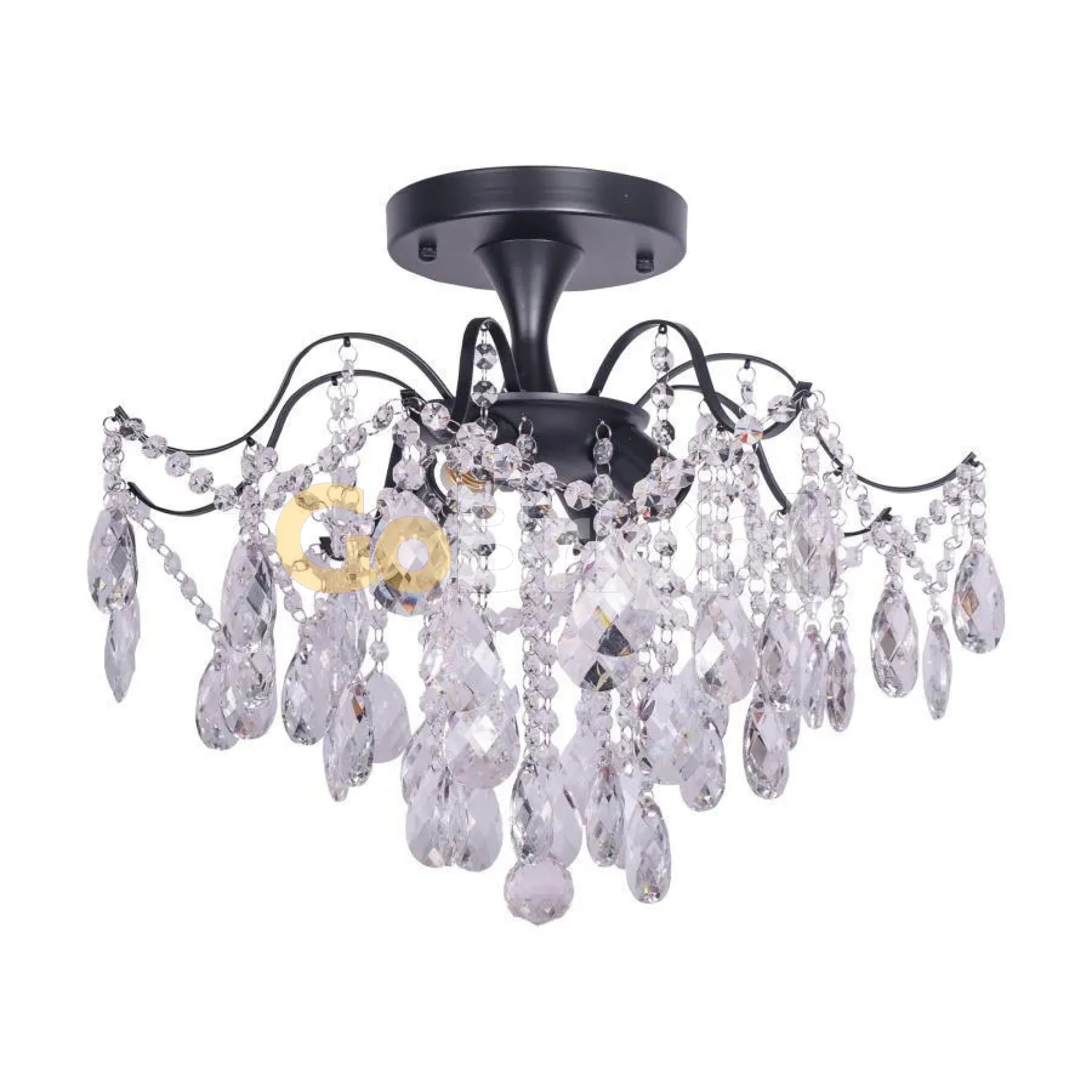 Candelabru Cristal Clover 6xE27 Diametru 60cm Negru