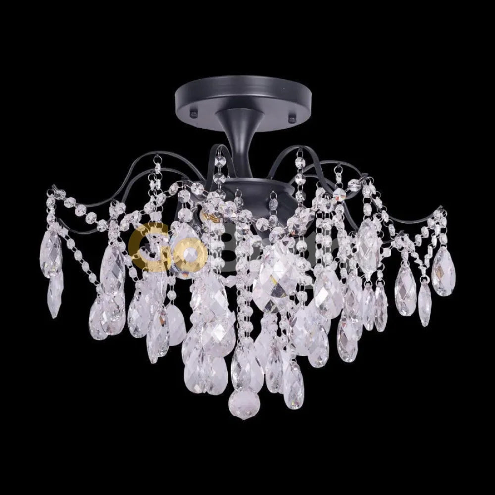 Candelabru Cristal Clover 6xE27 Diametru 60cm Negru