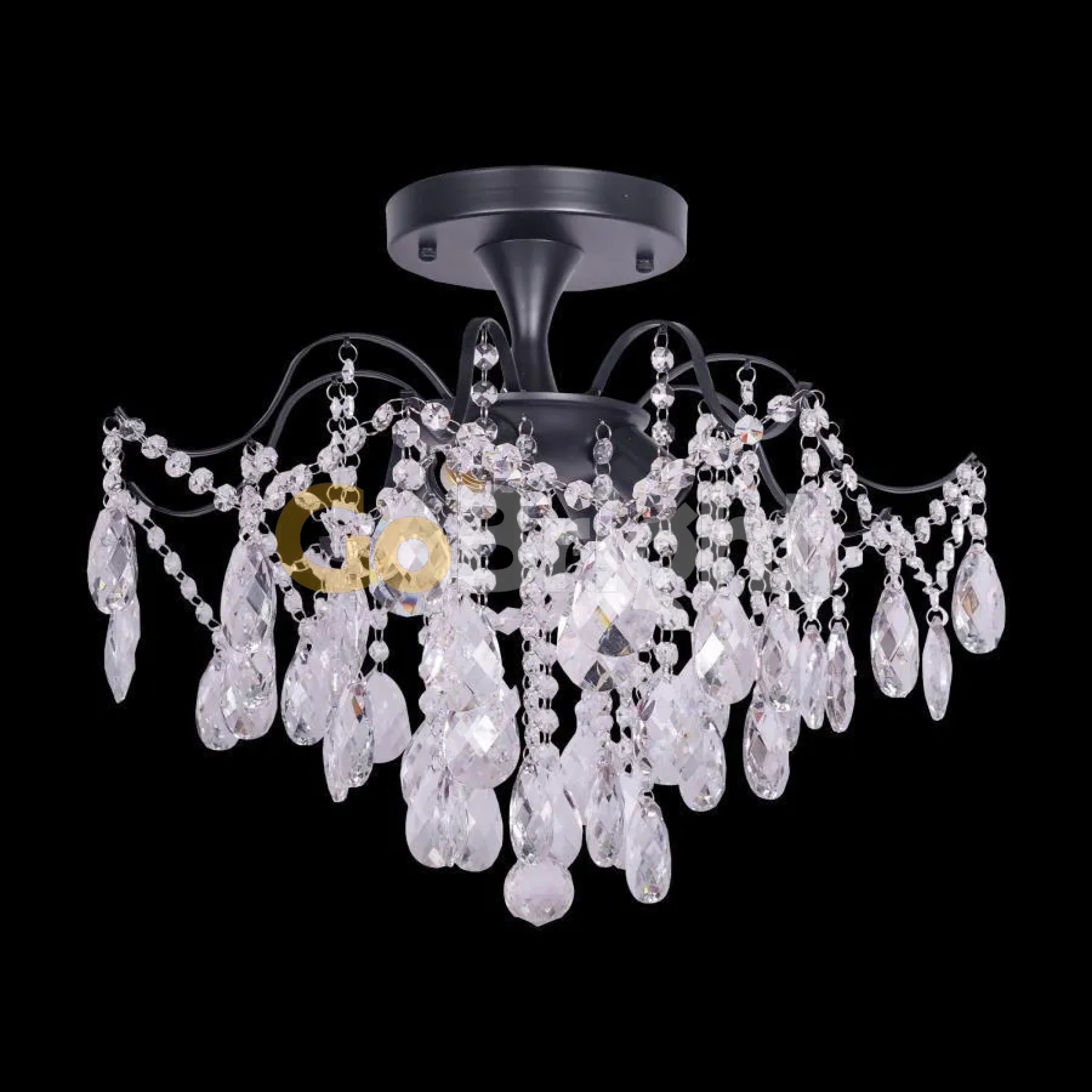 Candelabru Cristal Clover 6xE27 Diametru 60cm Negru