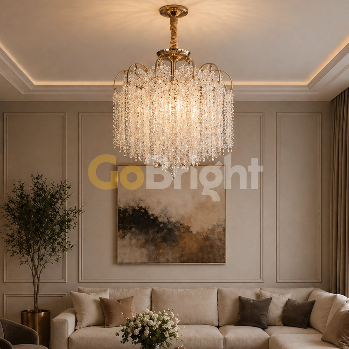 Candelabru Crux Diametru 50cm Auriu + Alb