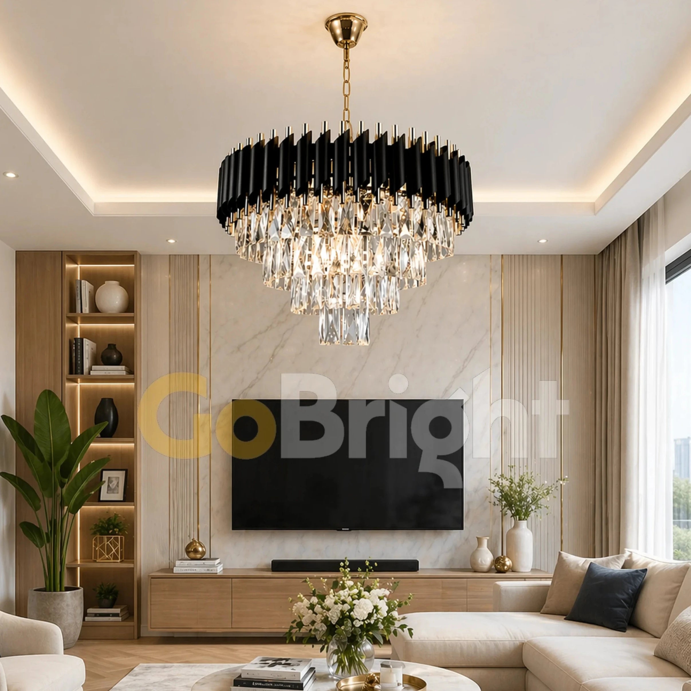 Candelabru Kimberly Diametru 40cm Negru + Auriu