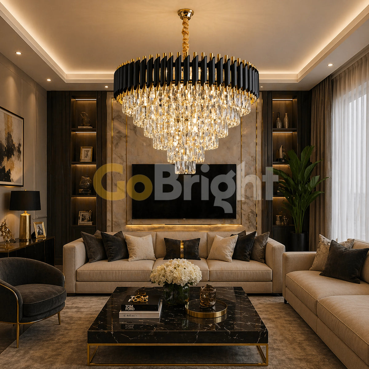 Candelabru Kimberly Diametru 60cm Negru + Auriu