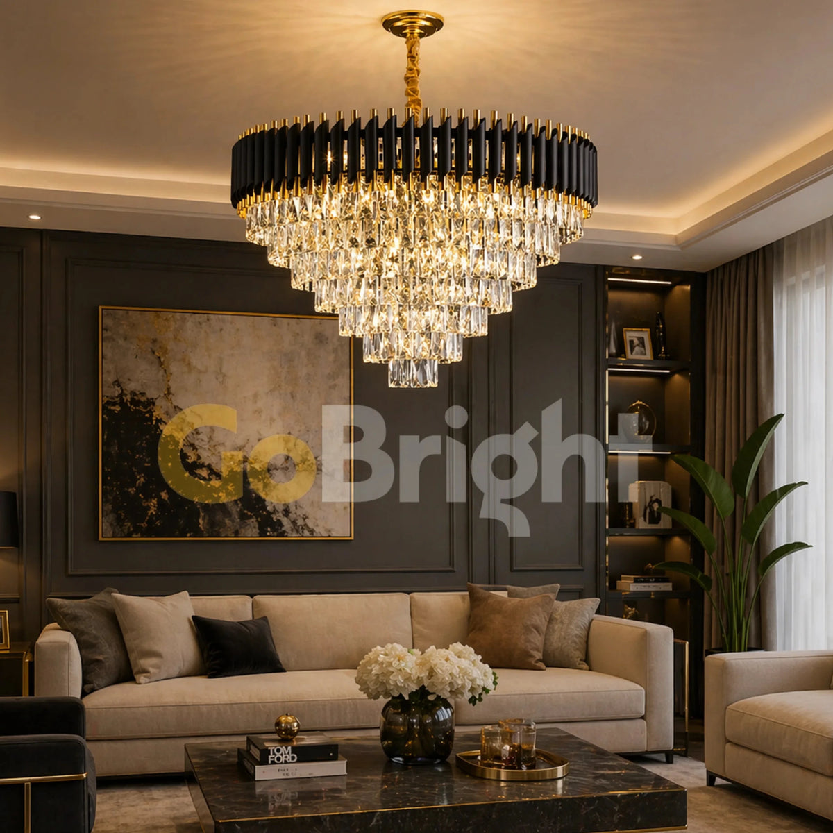 Candelabru Kimberly Diametru 75cm Negru + Auriu
