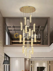 Candelabru LED 15 Pendule Reglabile 351W Cristal cu Telecomanda Diane 3 Tipuri de Lumini Auriu