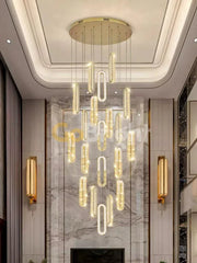 Candelabru LED 15 Pendule Reglabile 351W Cristal cu Telecomanda Diane 3 Tipuri de Lumini Auriu