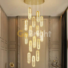 Candelabru LED 9 Pendule Reglabile 211W Cristal cu Telecomanda Diane 3 Tipuri de Lumini Auriu