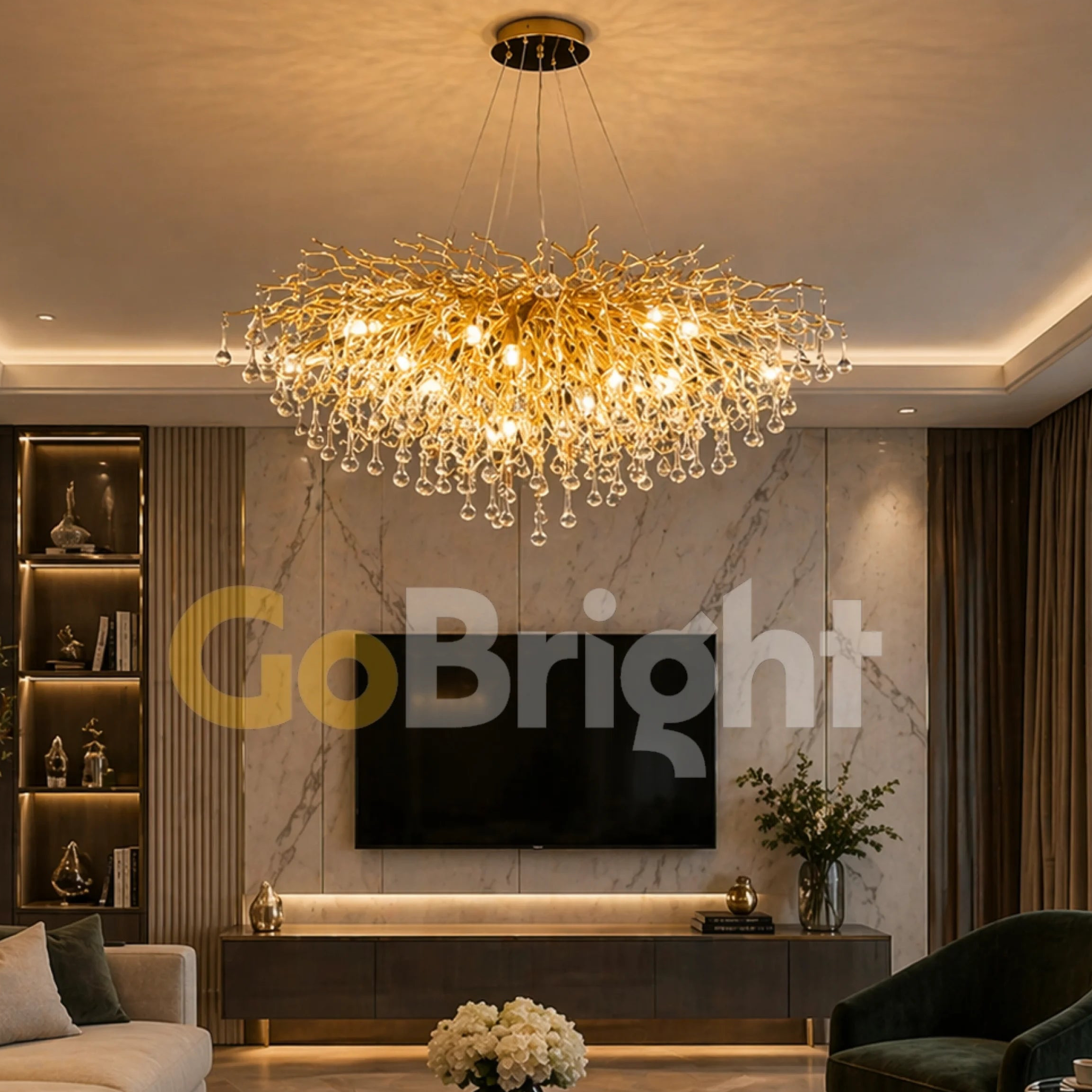 Candelabru Leon 80cm 8xE14 Auriu