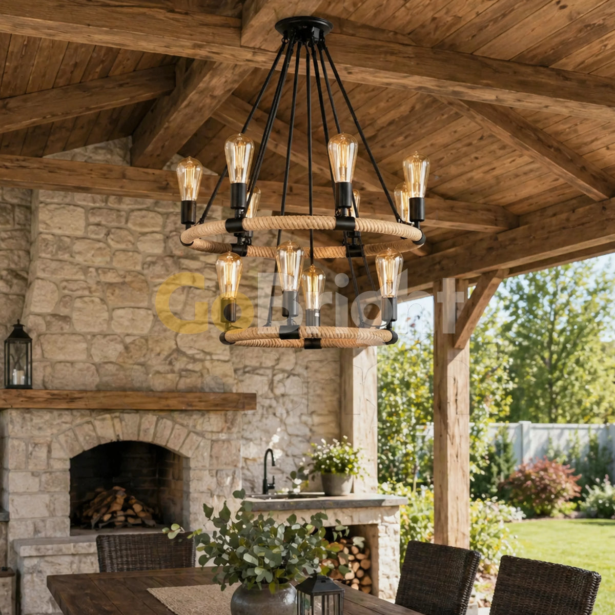 Candelabru Rustic Eagle 10xE27 Diametru 60 + 40cm Reglabil