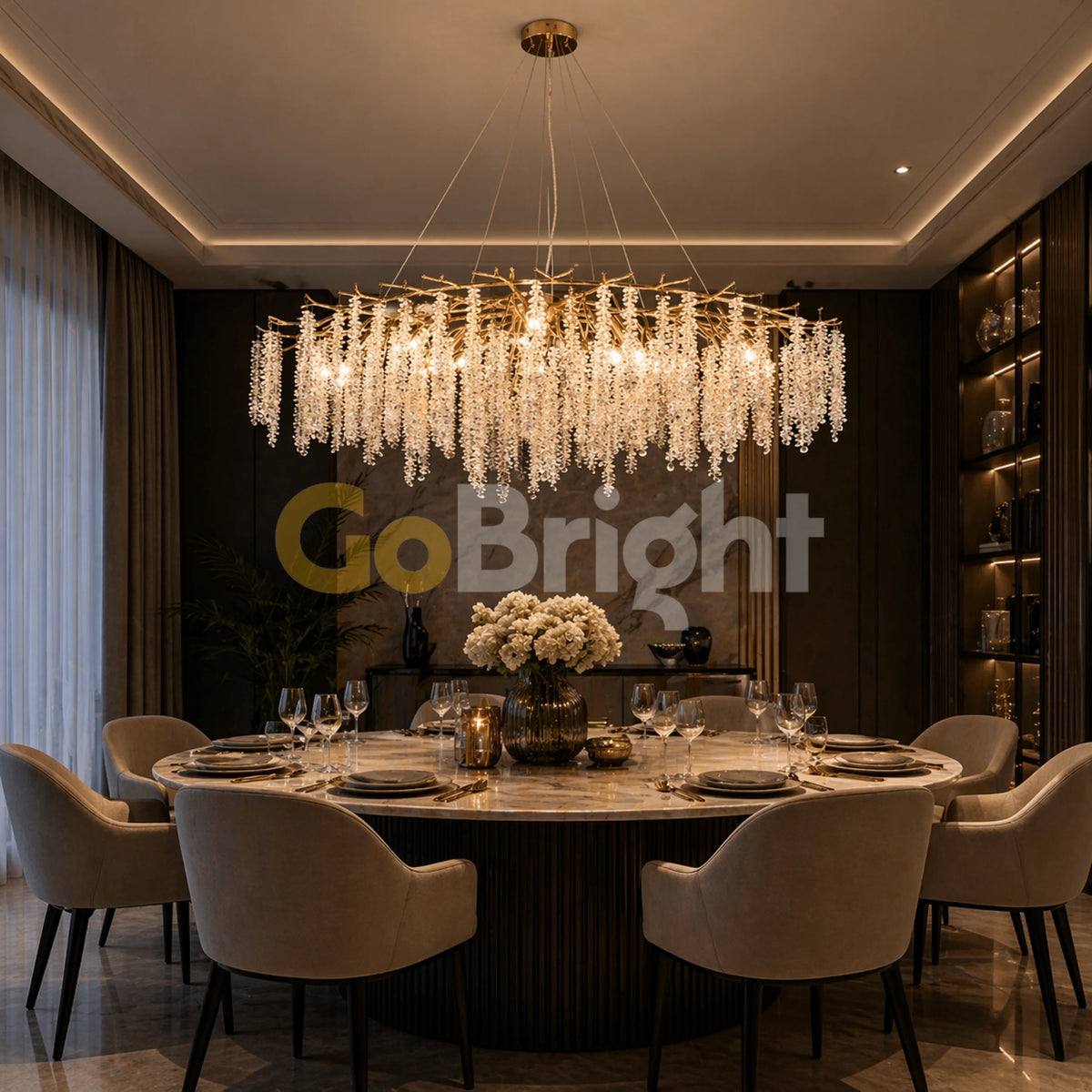 Candelabru Tigres 120x55cm 10xE14 Auriu