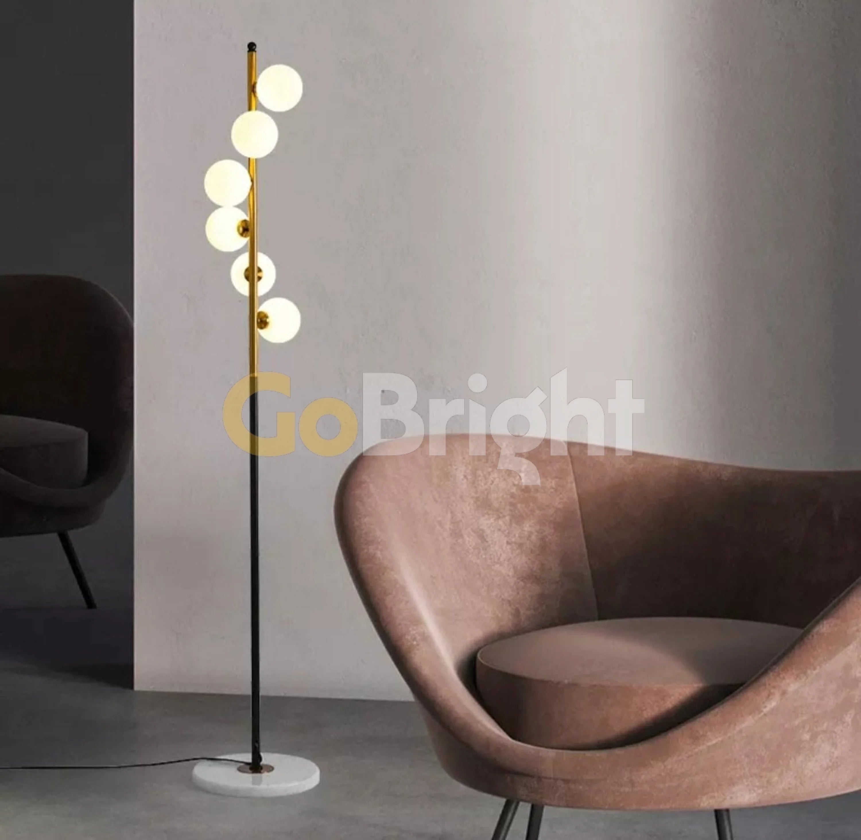 Lampadar Dublin Marmura 6xG4 170cm Auriu