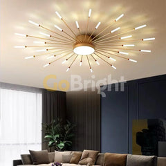 Lustra 30 LEDuri 60W Diametru 130cm Spiral 3 Tipuri de Lumini Auriu