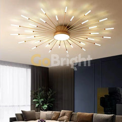 Lustra 30 LEDuri 60W Diametru 130cm Spiral 3 Tipuri de Lumini Auriu