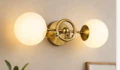 Lustra cu globuri albe 2XE27 48cm Auriu