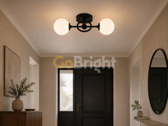Lustra cu globuri albe 2XE27 48cm Negru