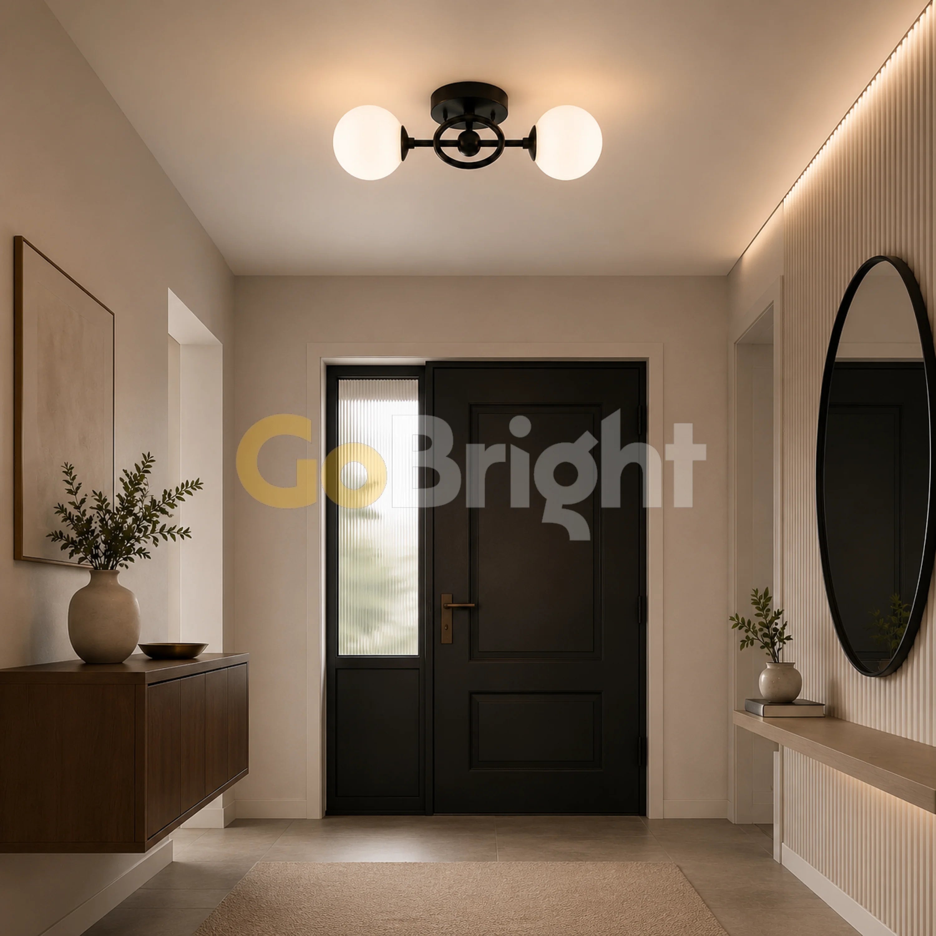 Lustra cu globuri albe 2XE27 48cm Negru