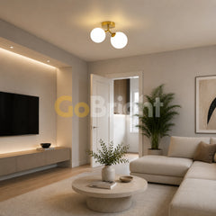 Lustra cu globuri albe 2XG9 32cm Auriu