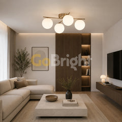 Lustra cu globuri albe 4XE27 51cm Argintiu
