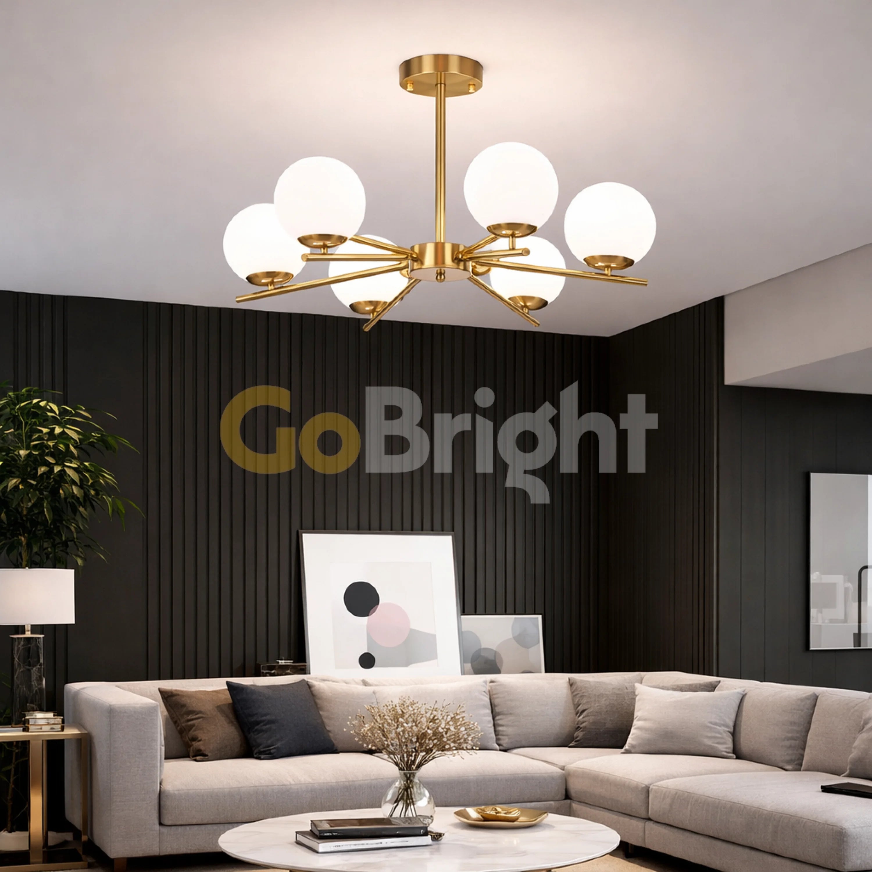 Lustra Globuri Albe 6xE27 Auriu