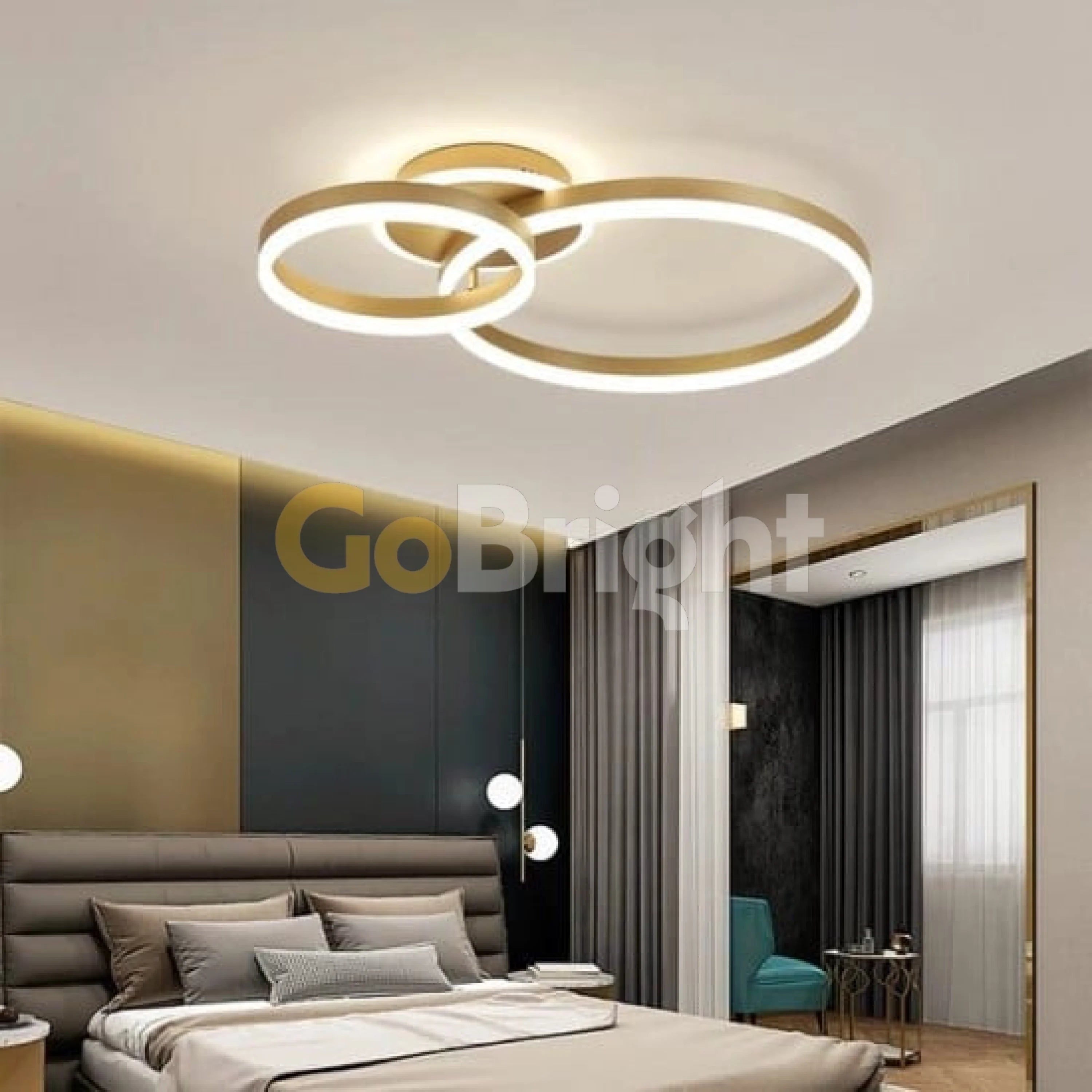 Lustra LED 120W cu Telecomanda Azele 3 Tipuri de Lumini Auriu