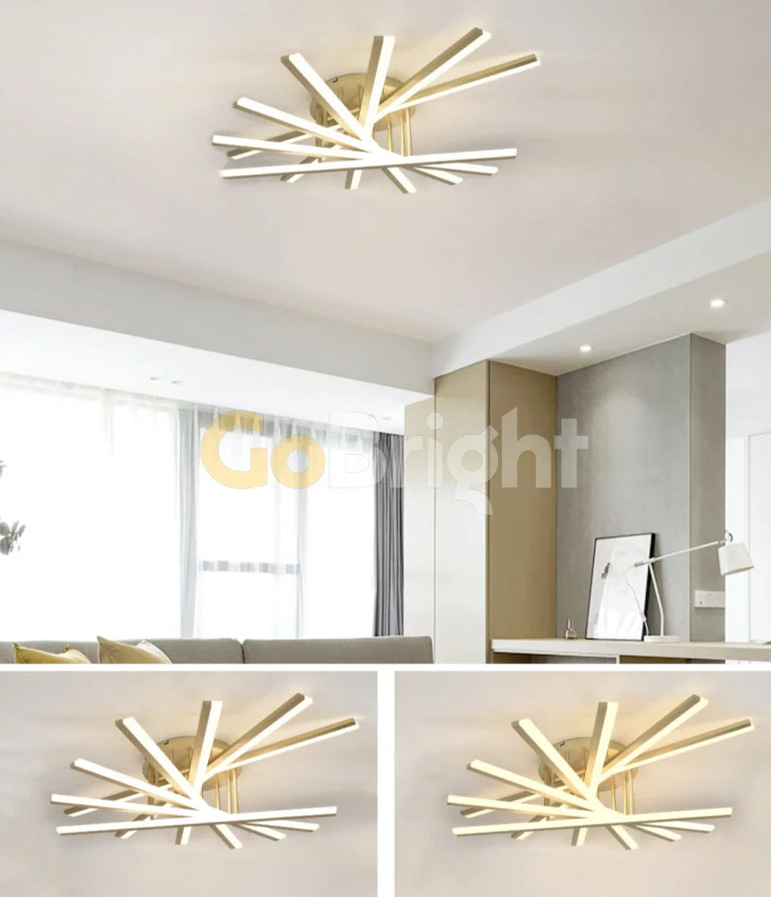Lustra LED 125W cu Telecomanda Zang 3 Tipuri de Lumini Auriu