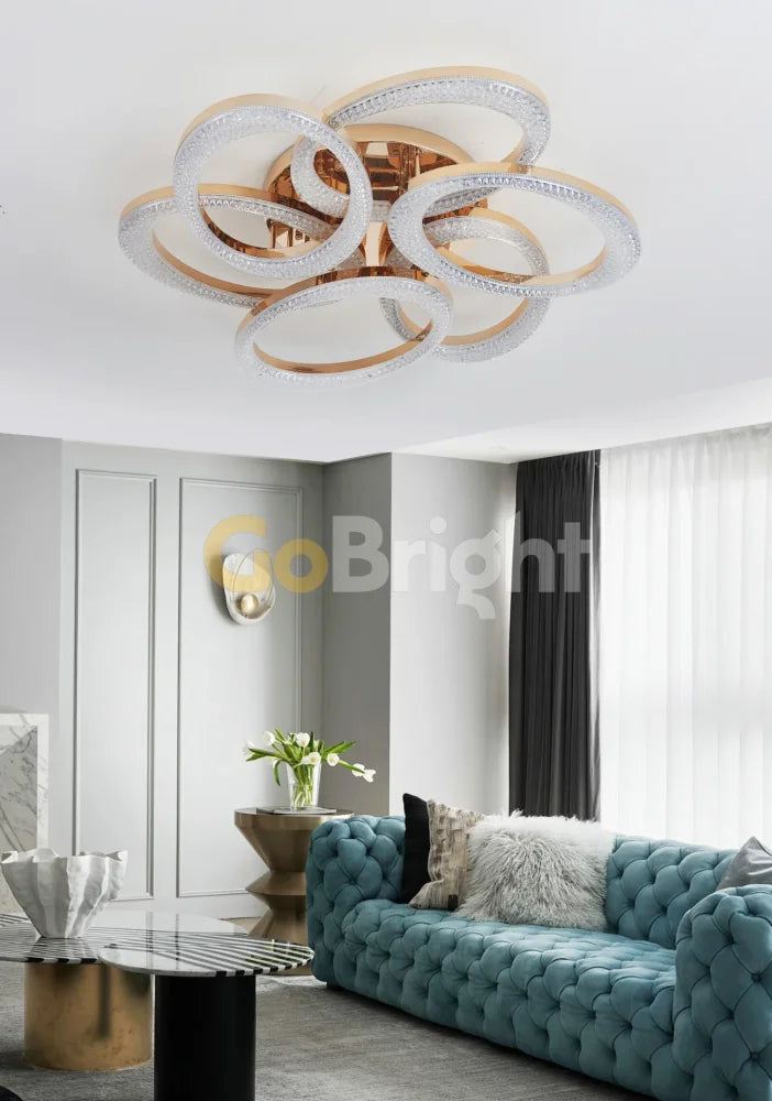 Lustra LED 168W cu Telecomanda Safir 3 Tipuri de Lumini Auriu