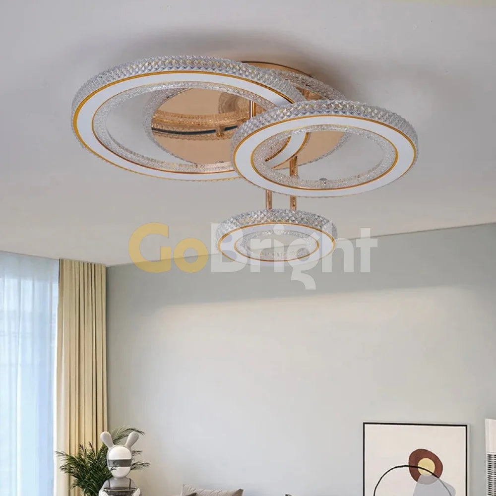 Lustra LED 174W Imperial RGB cu Telecomanda 3 Tipuri de Lumini Auriu + Alb