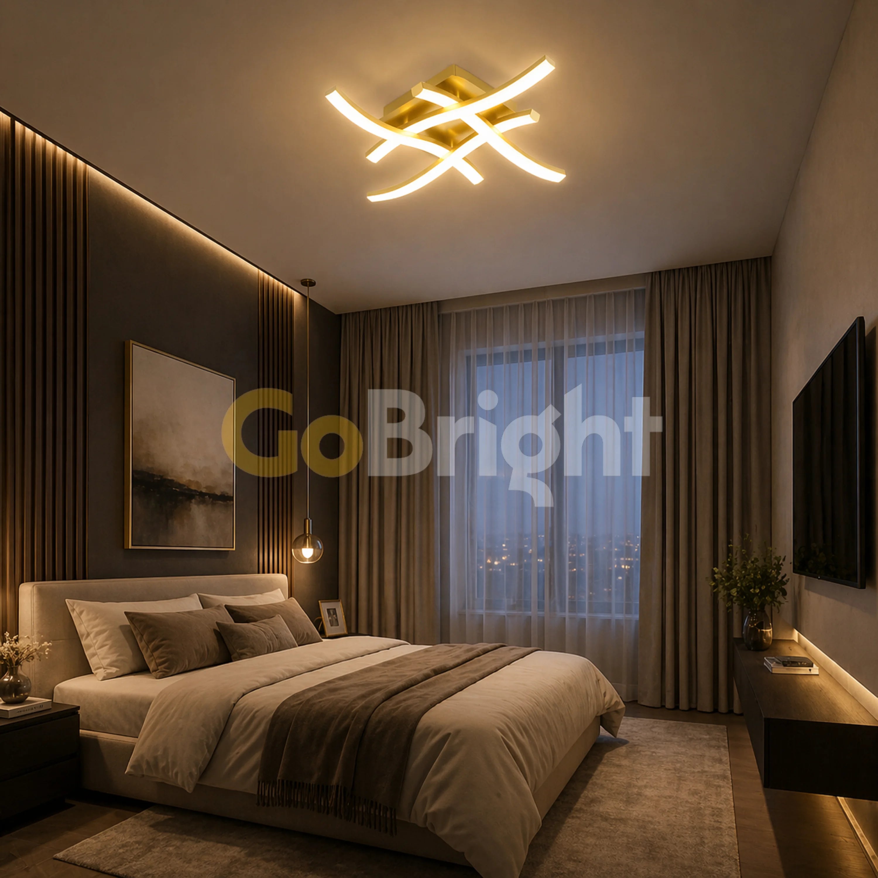 Lustra LED 28W Urban 3 Tipuri de Lumini Auriu